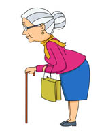 elderly man wearing glasses using cane