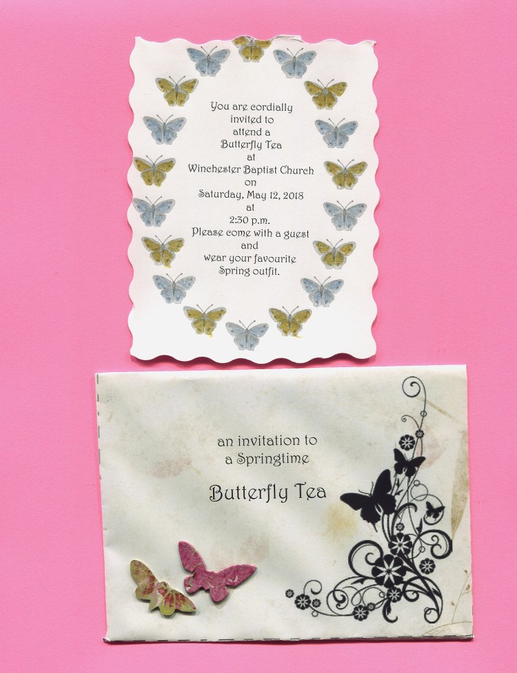 Invitation and envelope for Butterfly Tea