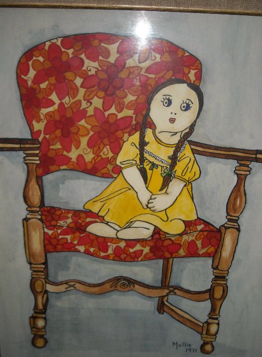 My doll, Mary in Grandpa's chair